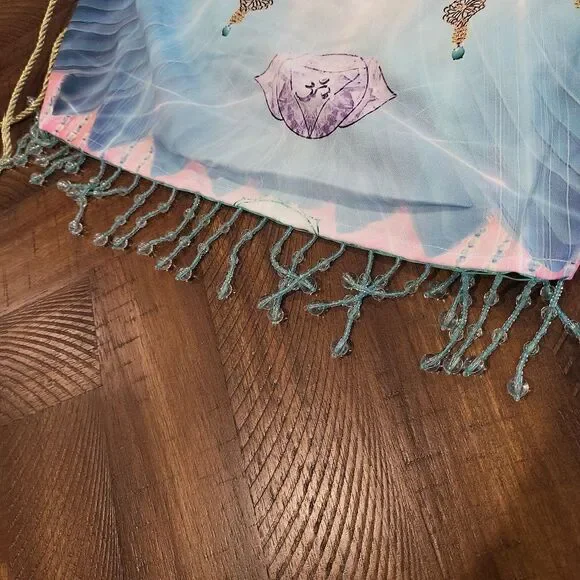 Dolls Kill x 24HRS Beaded open back halter top with beaded trim Small - Picture 3 of 5